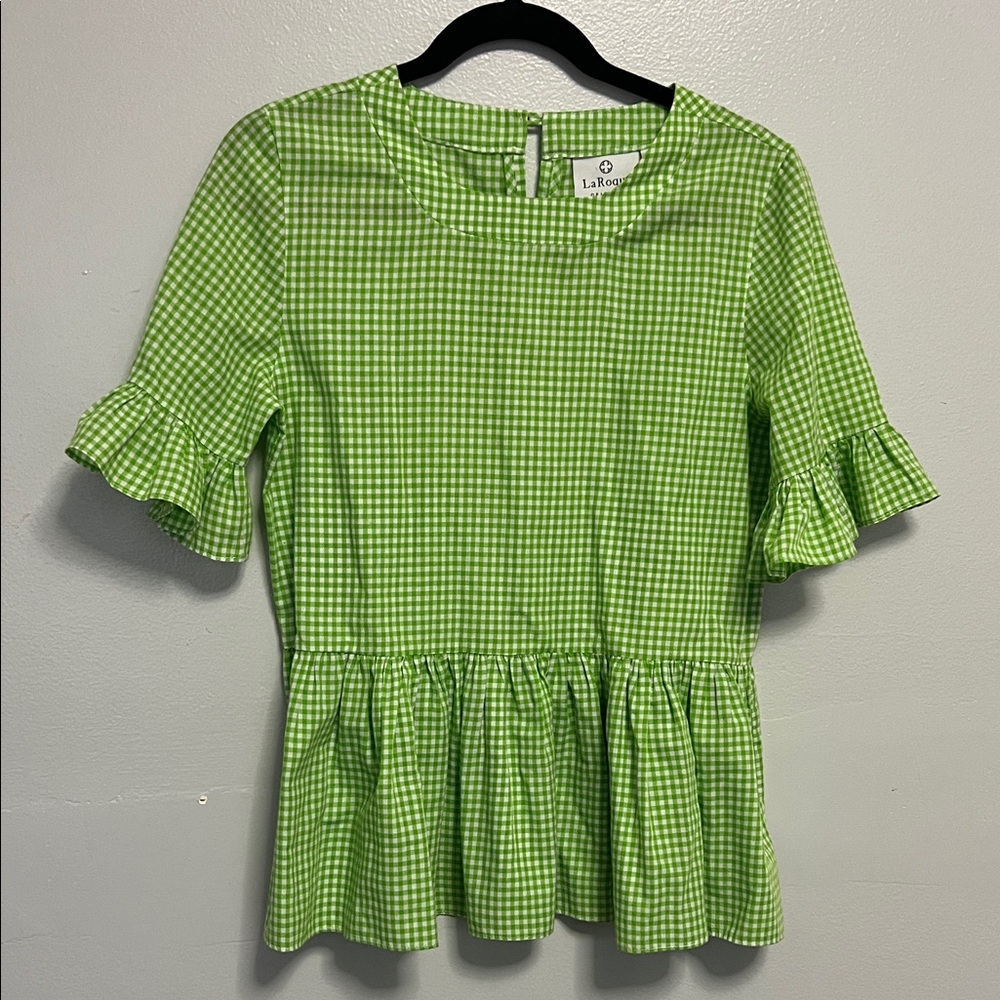 LaRoque Betty B Green and White Gingham Blouse